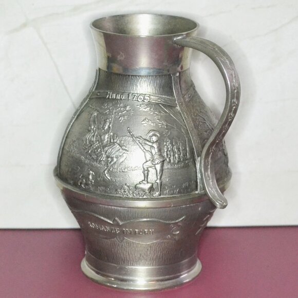 German Pewter Pitcher Depicts German Folklore Decorative Home Decor European - Picture 2 of 9